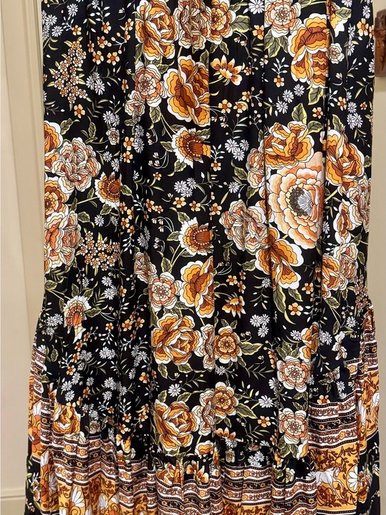 Dresses & Skirts - Black Floral Maxi Skirt with Autumn Bouquet Print